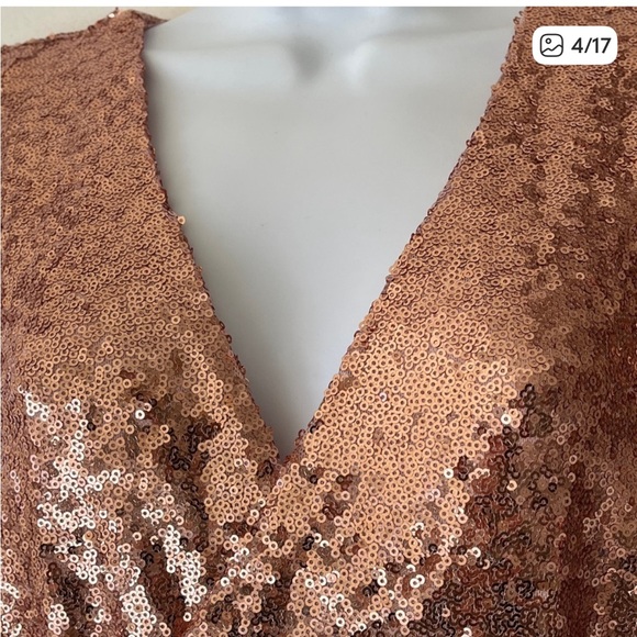 Eloquii Pink Sequin Rose Gold Wrap Dress—Sz 16 - Picture 5 of 6